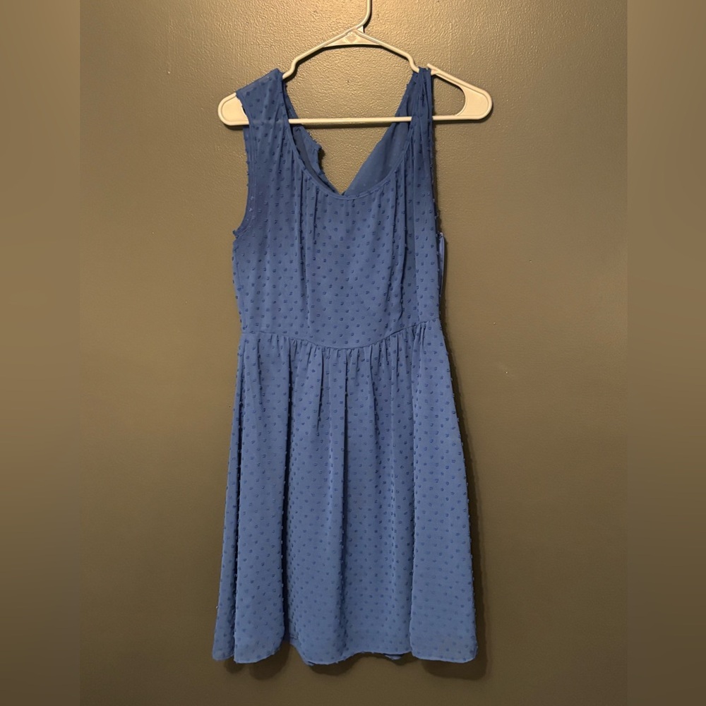 J. Crew Periwinkle Swiss Dot V-Neck Mini Dress